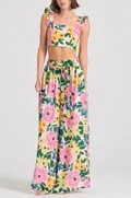 Pantaloni Funky Buddha Wide Leg All Over Printed